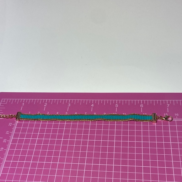 Teal and Gold  loom-beaded bracelet Miyuki Delica seed beads - Picture 9 of 9